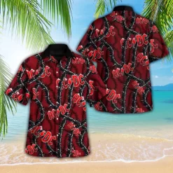 AC/DC Red Thorn Pattern Hawaiian Shirt