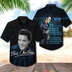 Elvis Presley Blue Christmas Hawaiian Shirt
