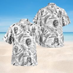 Iron Maiden Black and white tropical Hawaiian Shirt