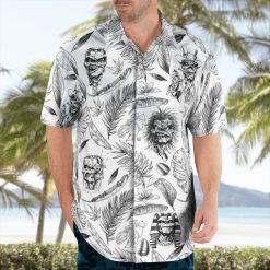 Iron Maiden Black and white tropical Hawaiian Shirt front