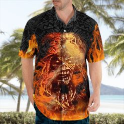 Iron Maiden Metal Flame Hawaiian Shirt front